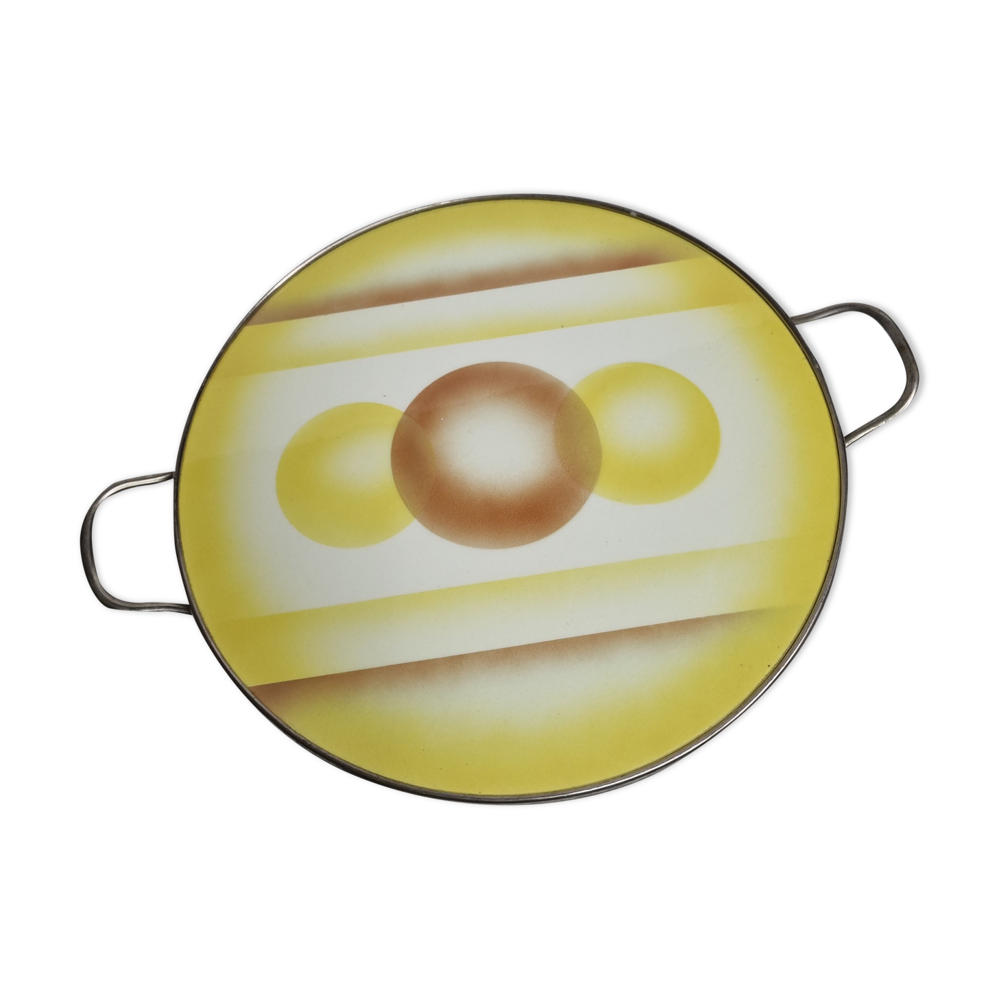 Vintage pie dish in circled earthenware, Steingutfabrik Grünstadt, 1930