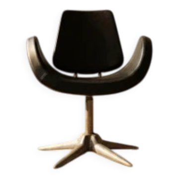 Chaise de salon pivotante Alipes noire avec base étoile en chrome par Giorgetto Giugiaro pour Gamma & Bross, Italie, contemporaine, 85 × 70 × 60 cm