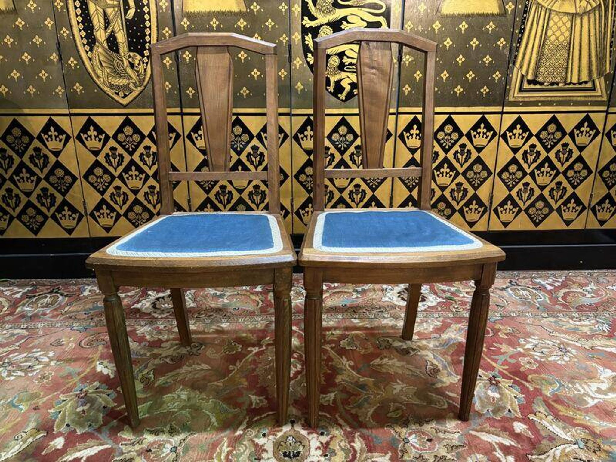2 chaises art deco assise tissu