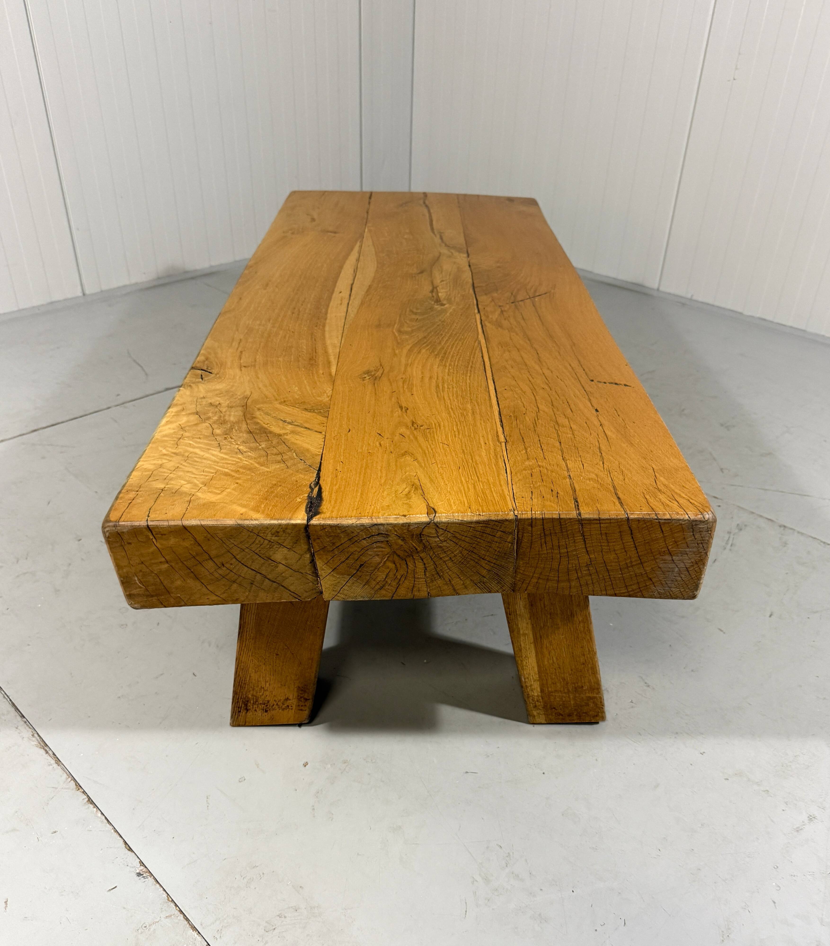Brutalist sturdy hardwood coffee table 1960’s