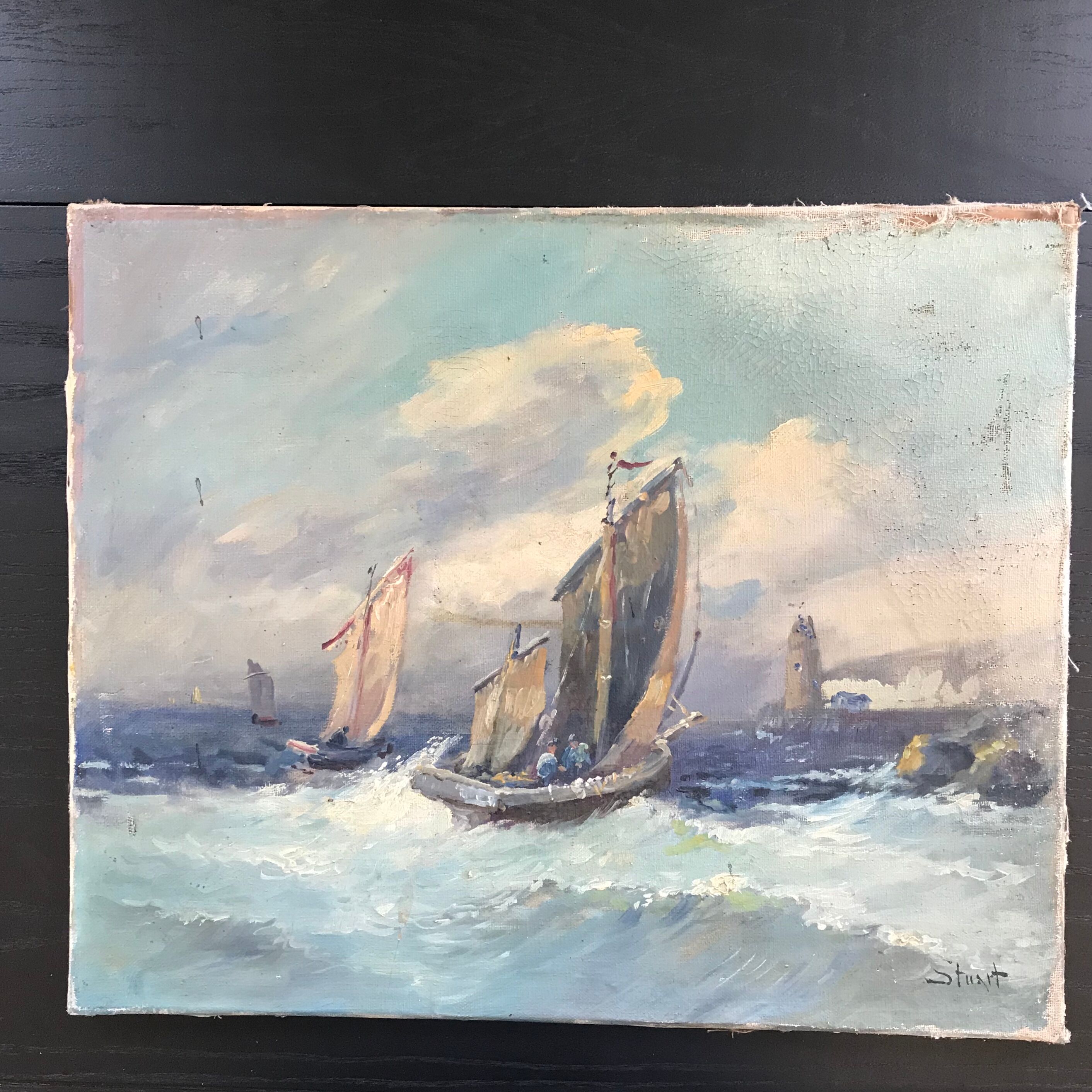 Table old fishing boats