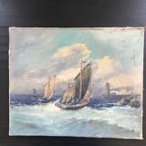 Table old fishing boats