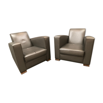 pair of armchairs club design hugues chevalier