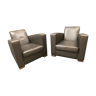 pair of armchairs club design hugues chevalier