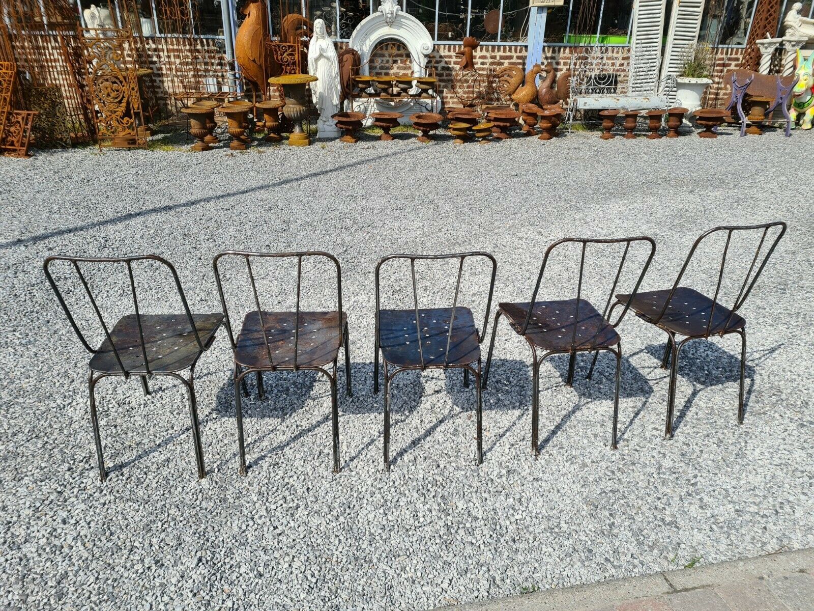 industrial iron chairs x 5