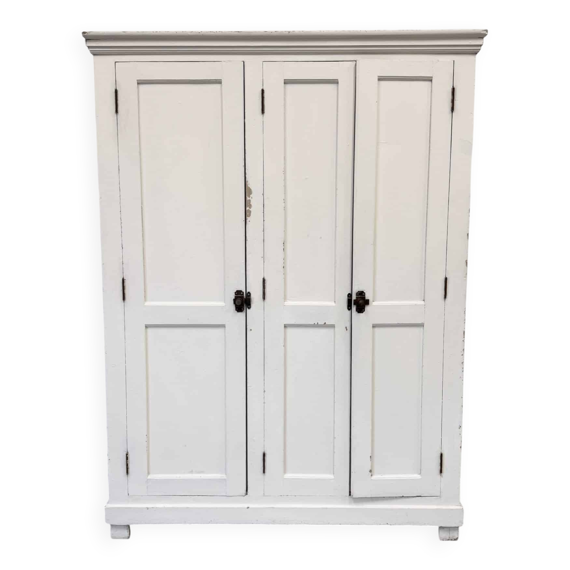 Antique white-painted wardrobe – 3 doors