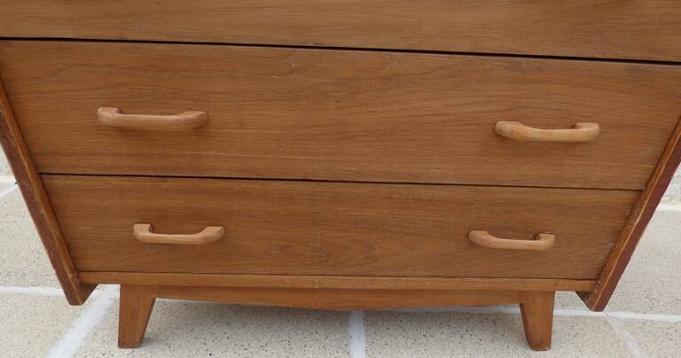 Vintage 4-drawer wooden chest of drawers - Completely restored and refurbished