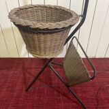 Floor lamp, e-reader door reviews with rattan basket circa 1950