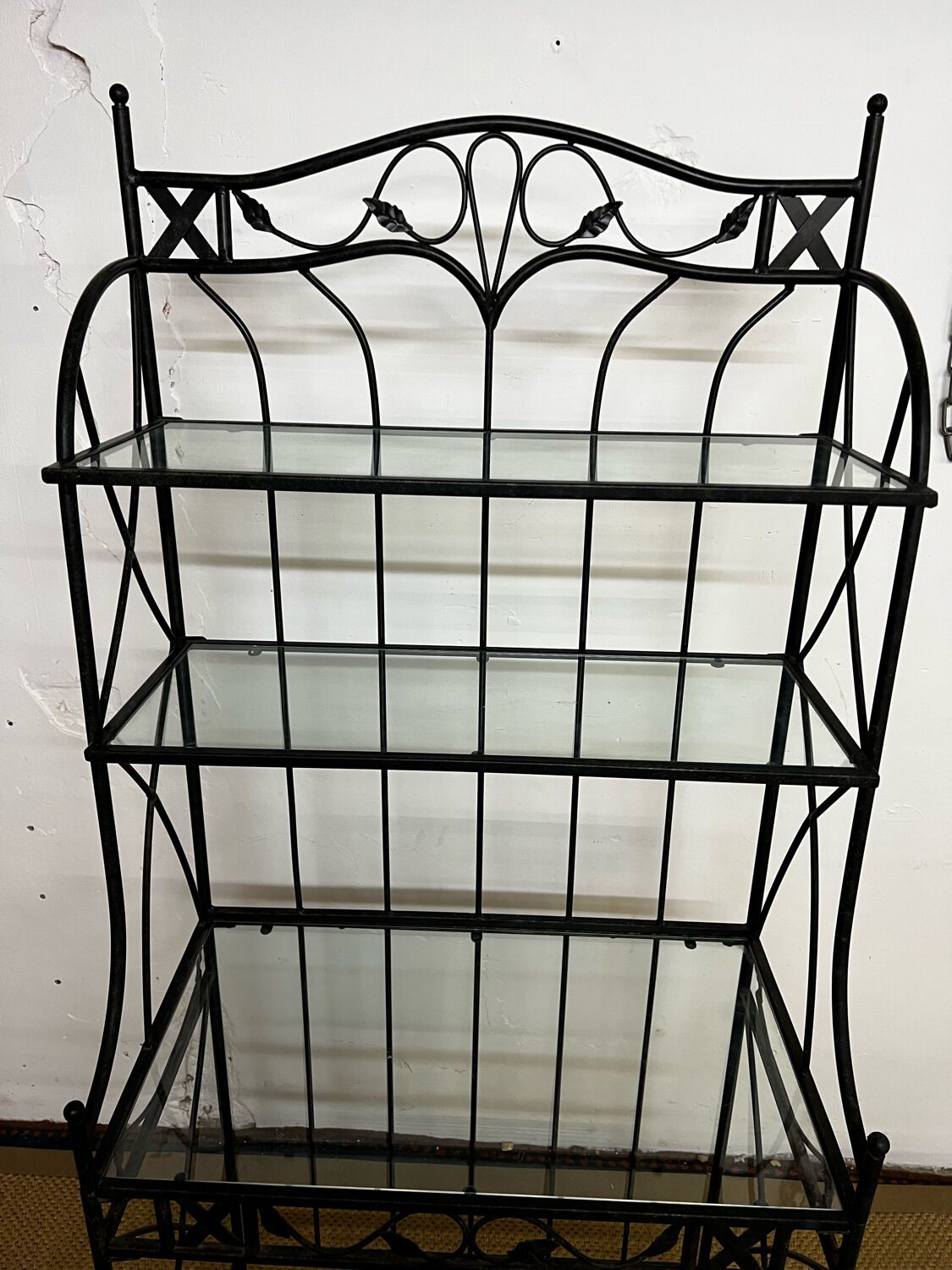 Antique wrought iron shelf