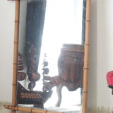 Vintage light bamboo mirror 107 x 79 cm