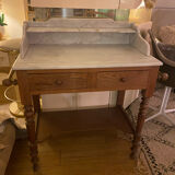 Bathroom cabinet in oak and antique marble