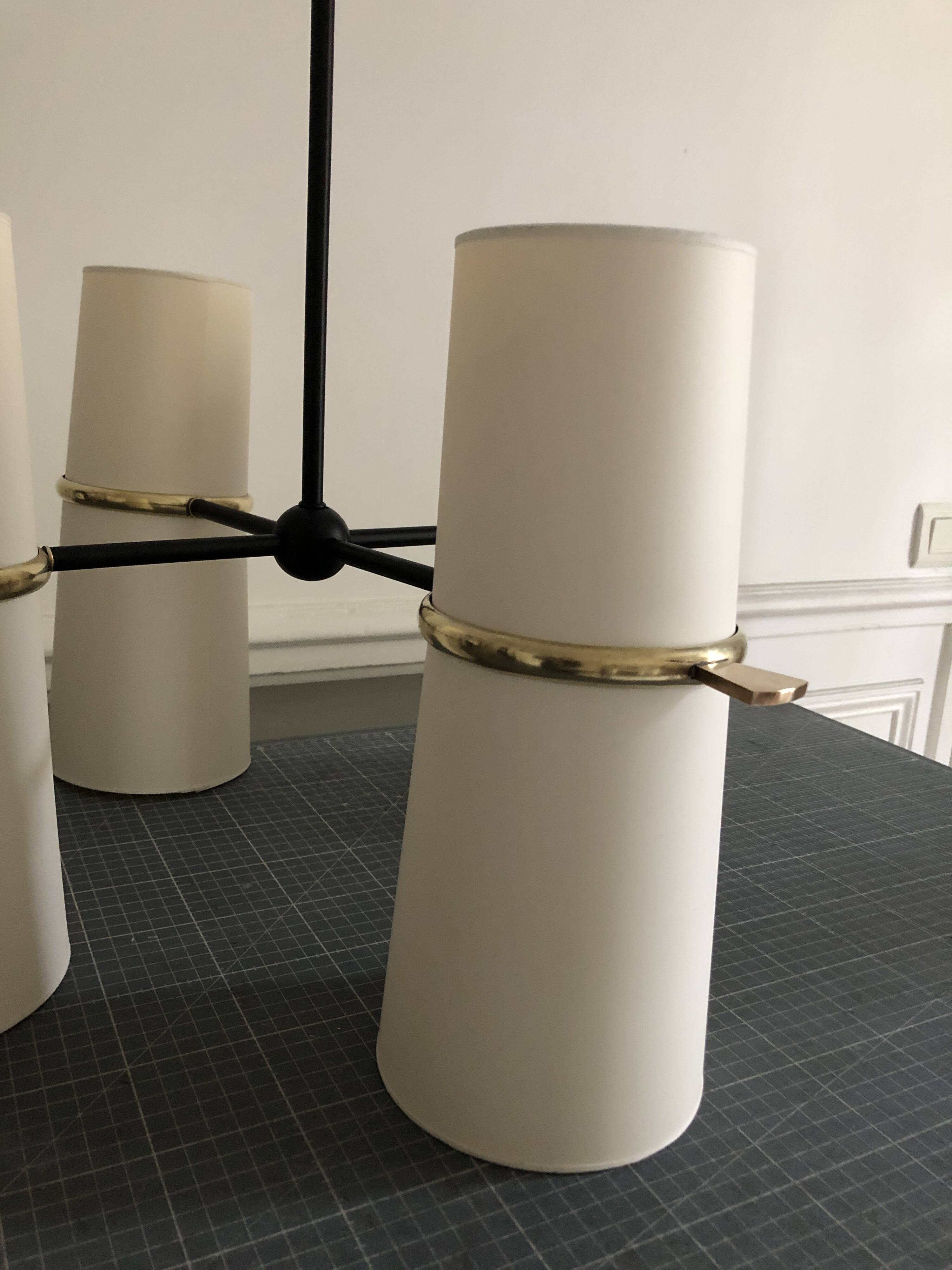 Lustre diabolical 8 lights Maison Lunel 1950