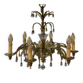 Metal suspension with pendants attributed to Maison Jansen 1970s.