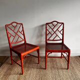 2 Faux Bamboo Dining chairs Chippendale Jonathan Adler