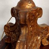 Antique 18th century candlestick lamp, gilded wood, electrified