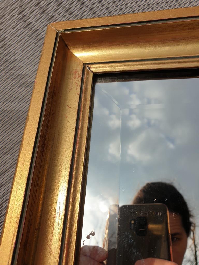 Beveled mirror gilded frame 140x42