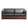 Timeless 3-seater Art Deco design sofa  upholstered in black cowhide leather