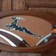 Art Deco service tray in wood and mirror signed Dope, 1930s.