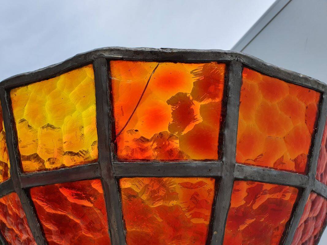 Large Art Deco Red Stained Glass Floor Lamp