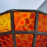 Large Art Deco Red Stained Glass Floor Lamp