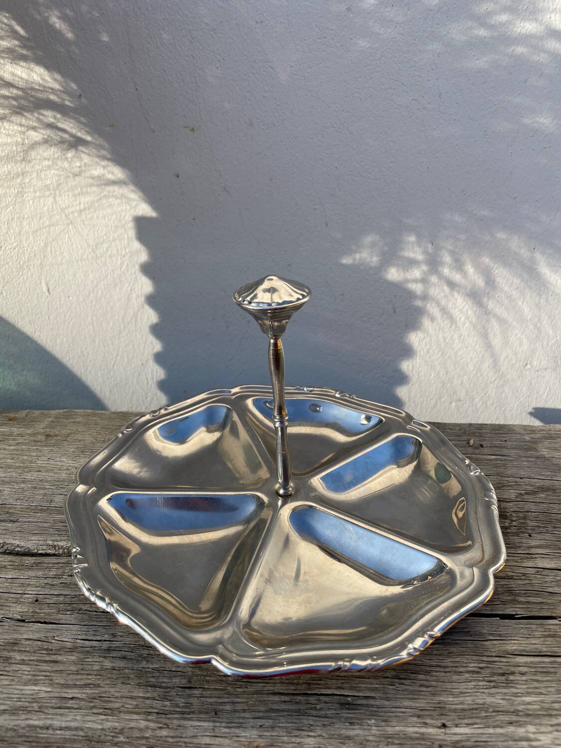 Guy Degrenne silver-plated metal compartmented serving platter