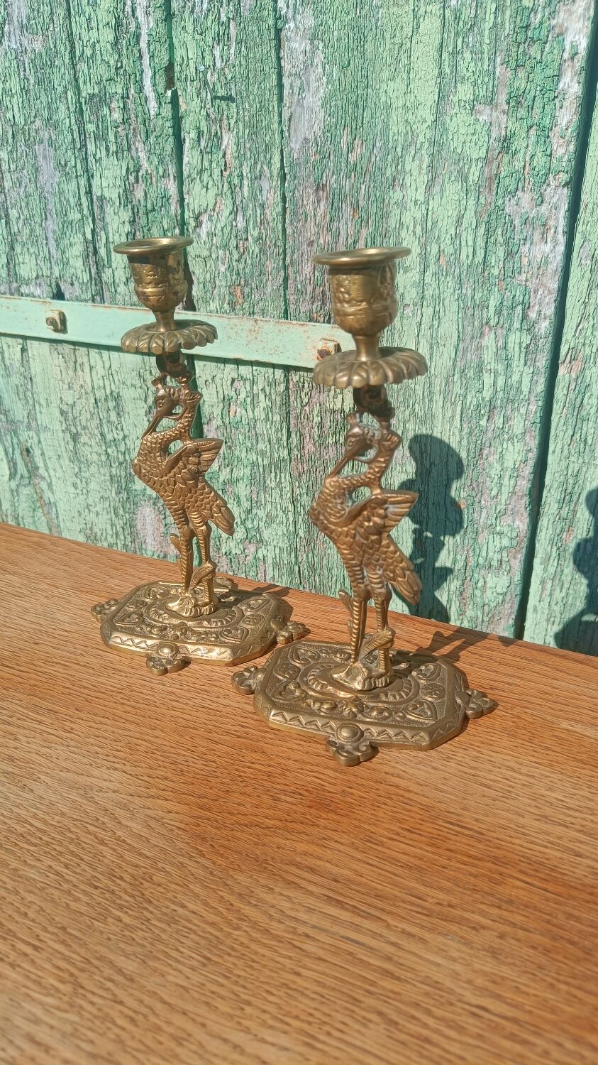 Antique bronze candlesticks