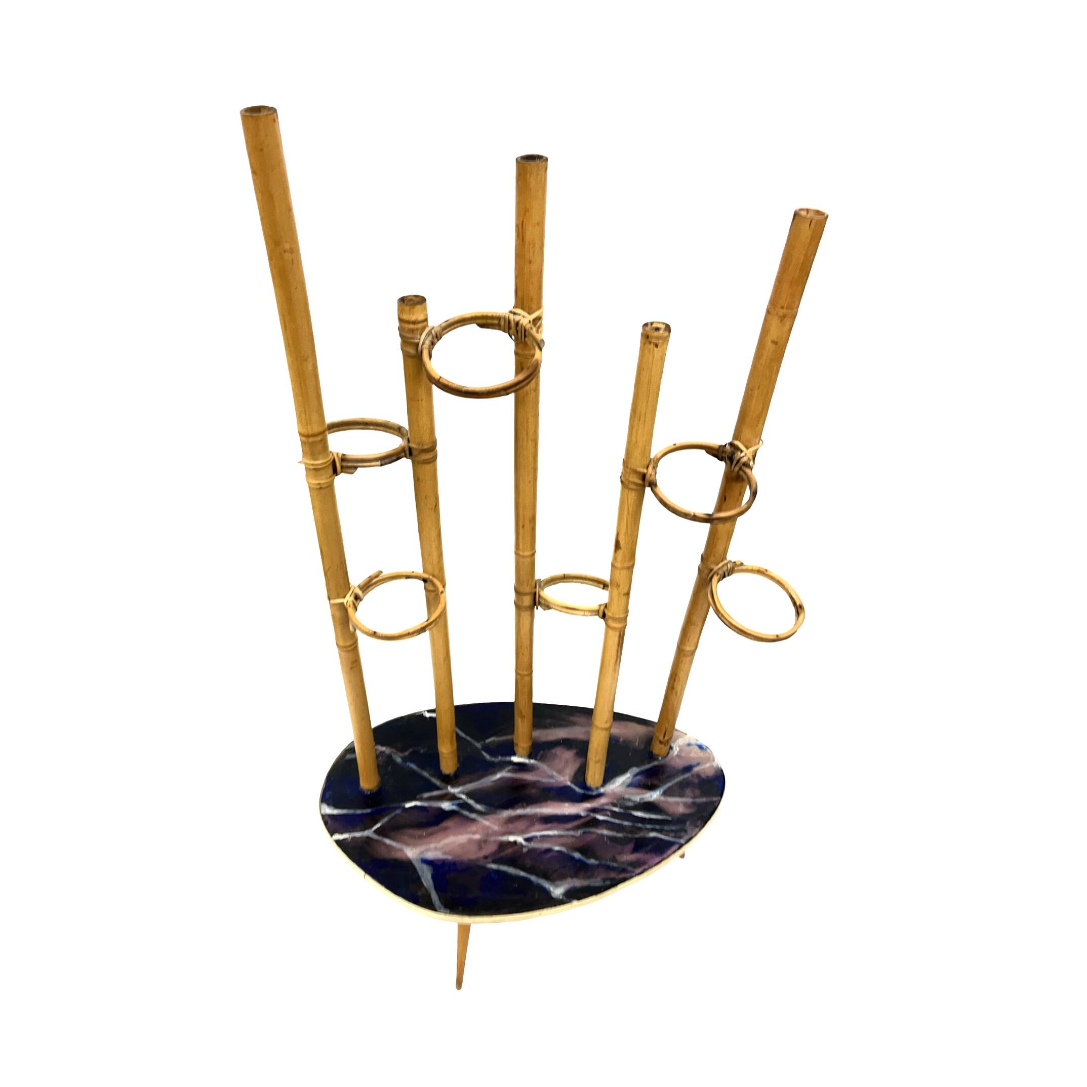 Mid-Century Modern Plant Stand – Europe, 1960s-1970s, Bamboo & Artistic