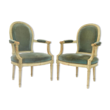 Pair of Louis XVI style convertible armchairs
