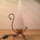 Atypical opaline brass lamp 50s
