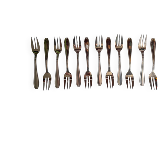 12 Vintage Stainless Steel Dessert Forks