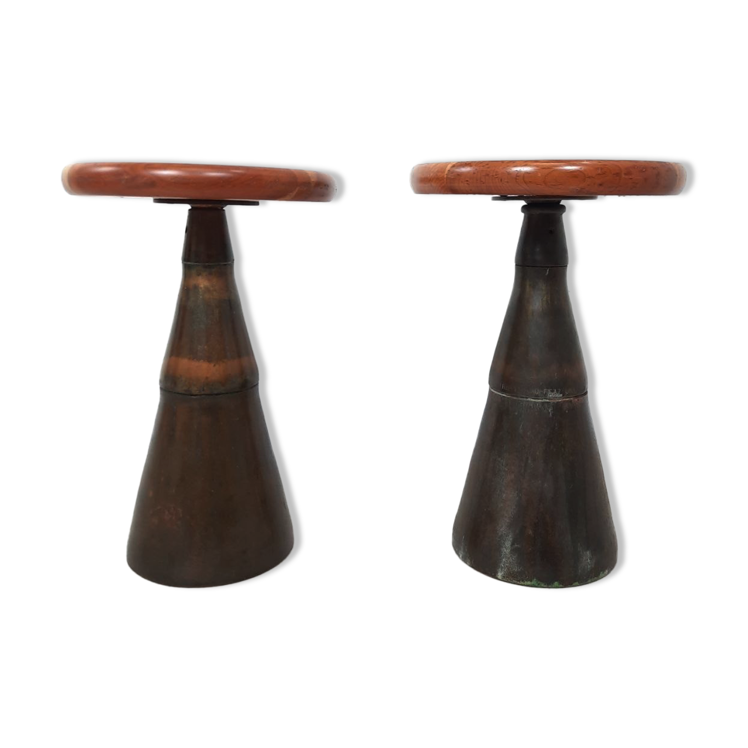 Pair of industrial stools foot in copper metal