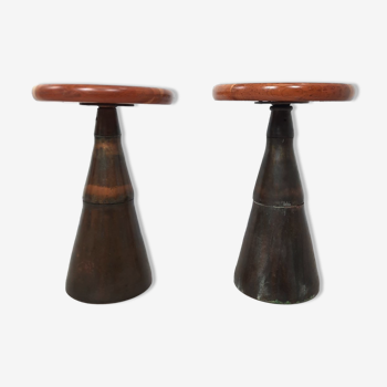 Pair of industrial stools foot in copper metal
