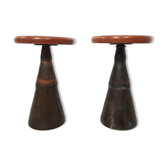 Pair of industrial stools foot in copper metal