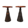 Pair of industrial stools foot in copper metal