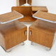 1950s Set of  Oak Bauhaus Mirror Cabinet and Bedside Tables, Czechoslovakia