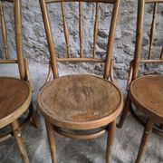 Set of 4 Fischel bentwood bistro chairs, Czechoslovakia, circa 1930–1950.