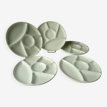 Fondue plates in white earthenware from Gien 20th
