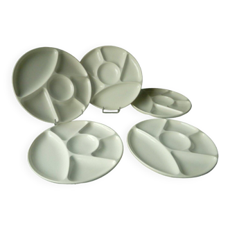 Assiettes a fondue en faience blanche de gien 20 eme