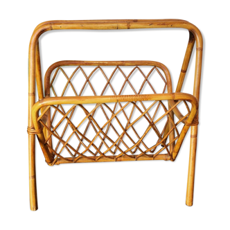 Vintage rattan magazine holder