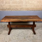 Oak dining table with 2 benches Minimalist Brutalist Wabi Sabi