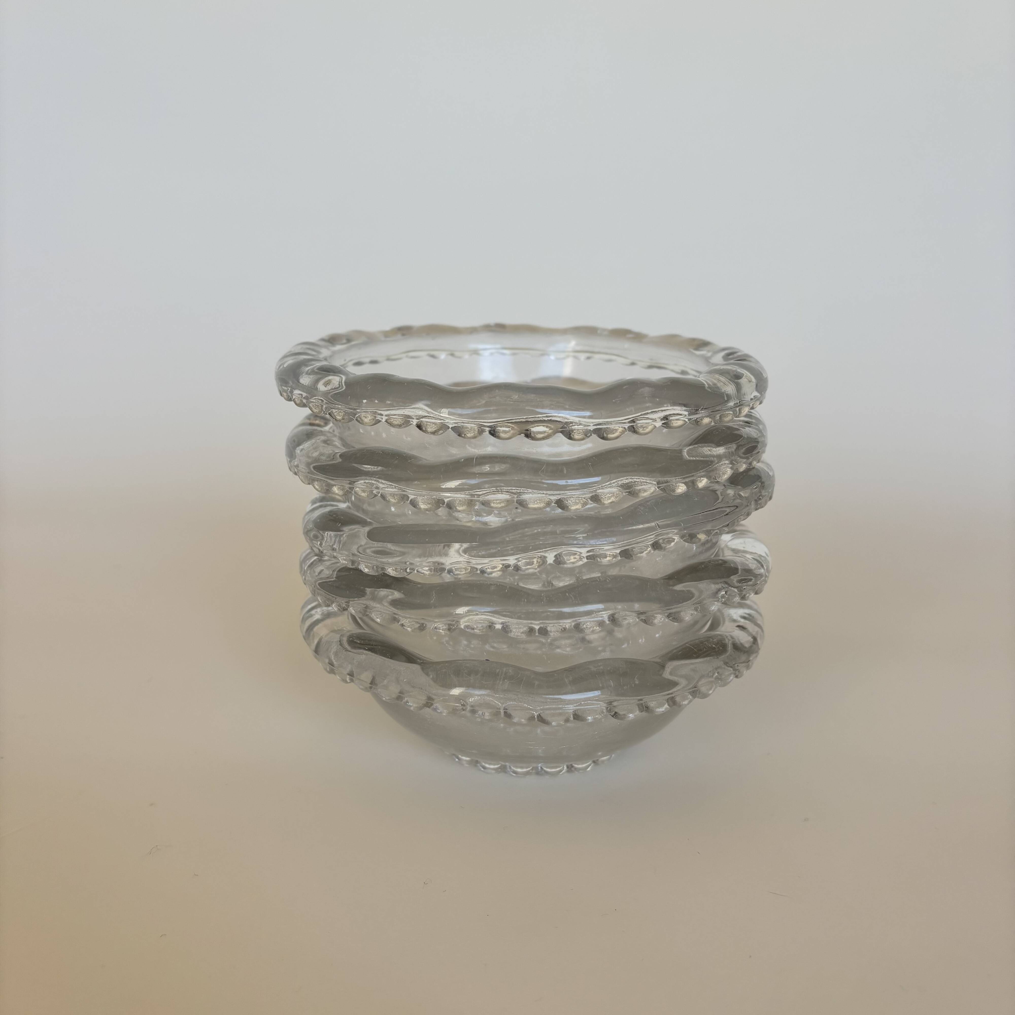 Set of 5 beaded glass bowls