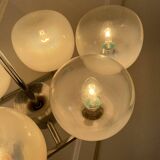 Space Age chandelier, Italian design, chrome and glass