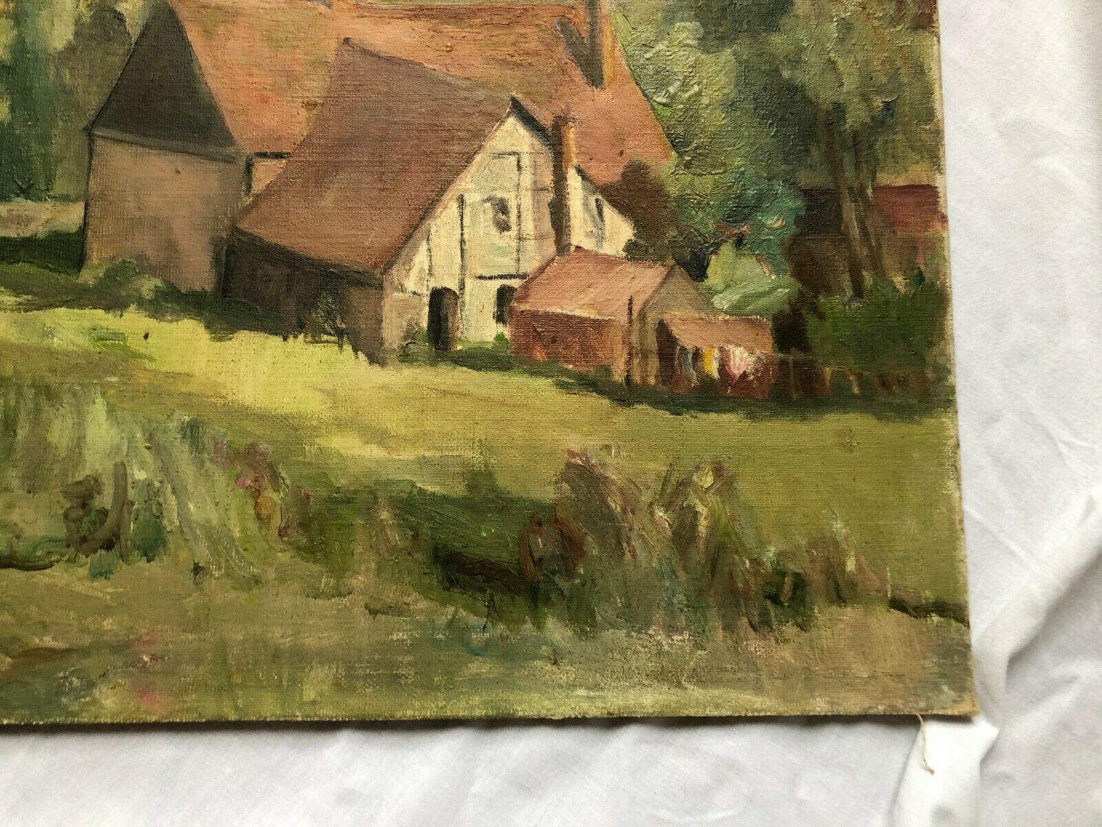 Oil on cardboard landscape 20th century sign Fude Plois 20th century