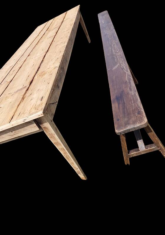 400 cm farm table and two benches