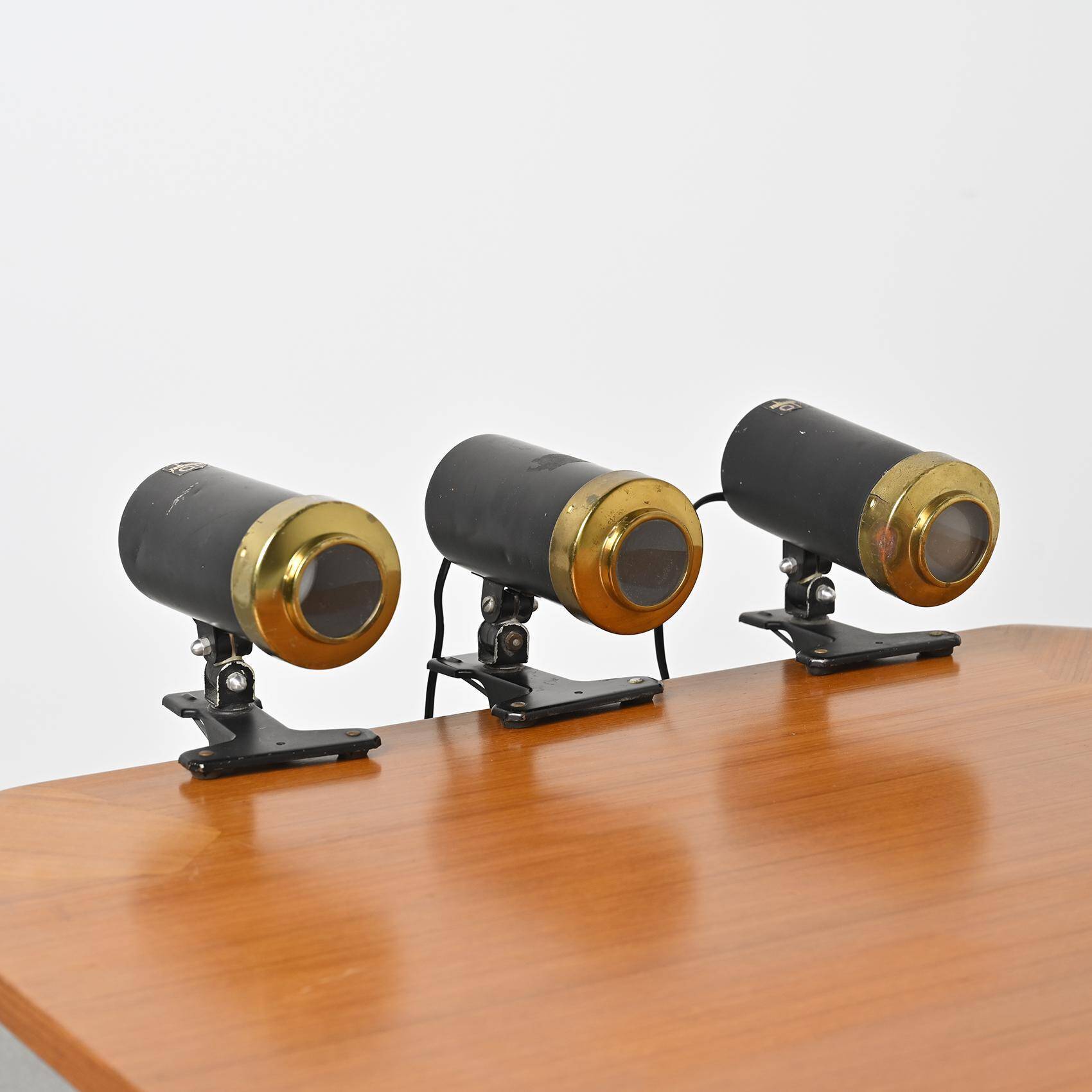Set of three clamp lamps, Jacques Biny, circa 1950, Lita edition