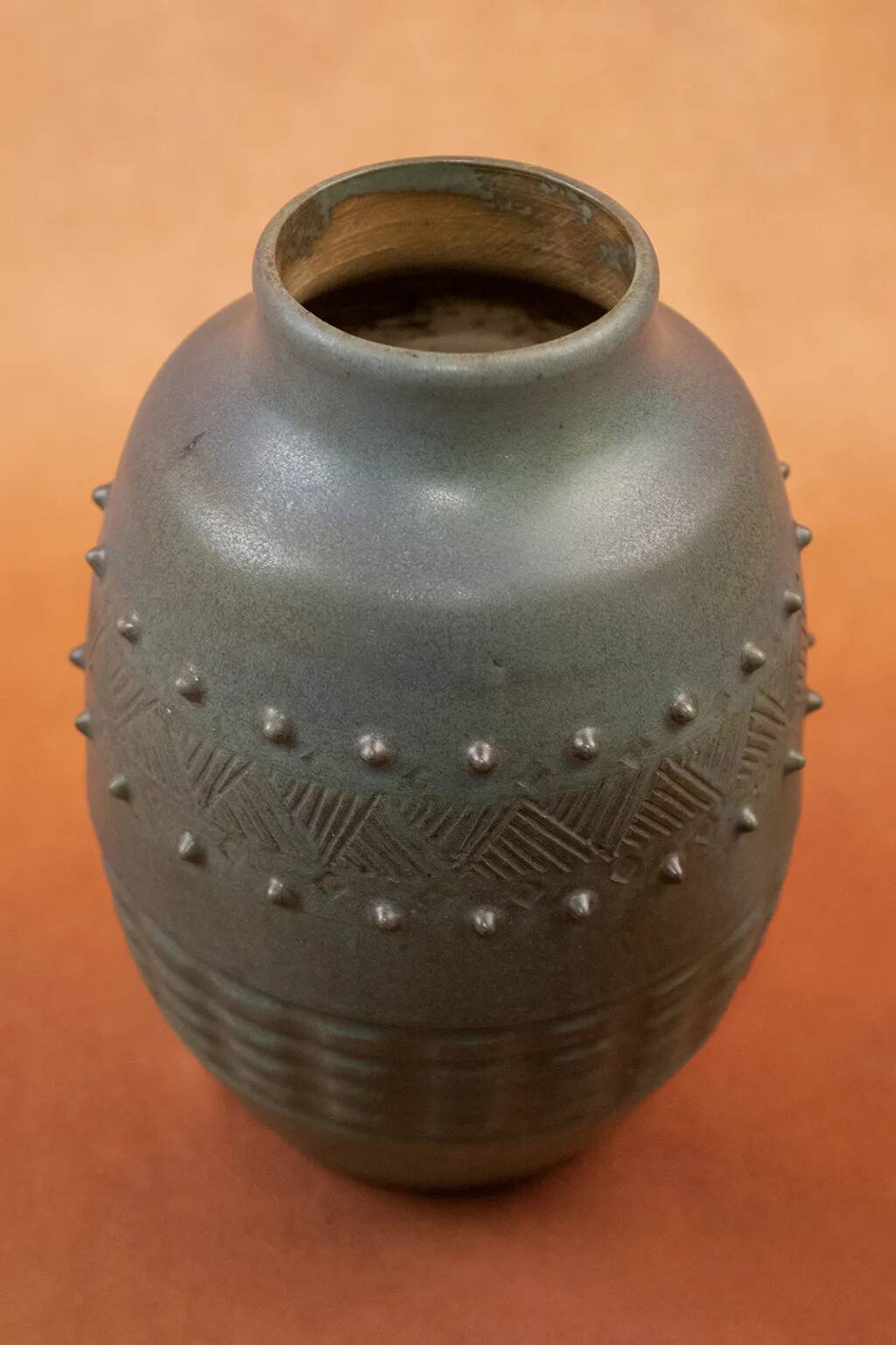 Art Deco vase by Charles Greber in brown-green glazed stoneware - 1920 - 25 cm