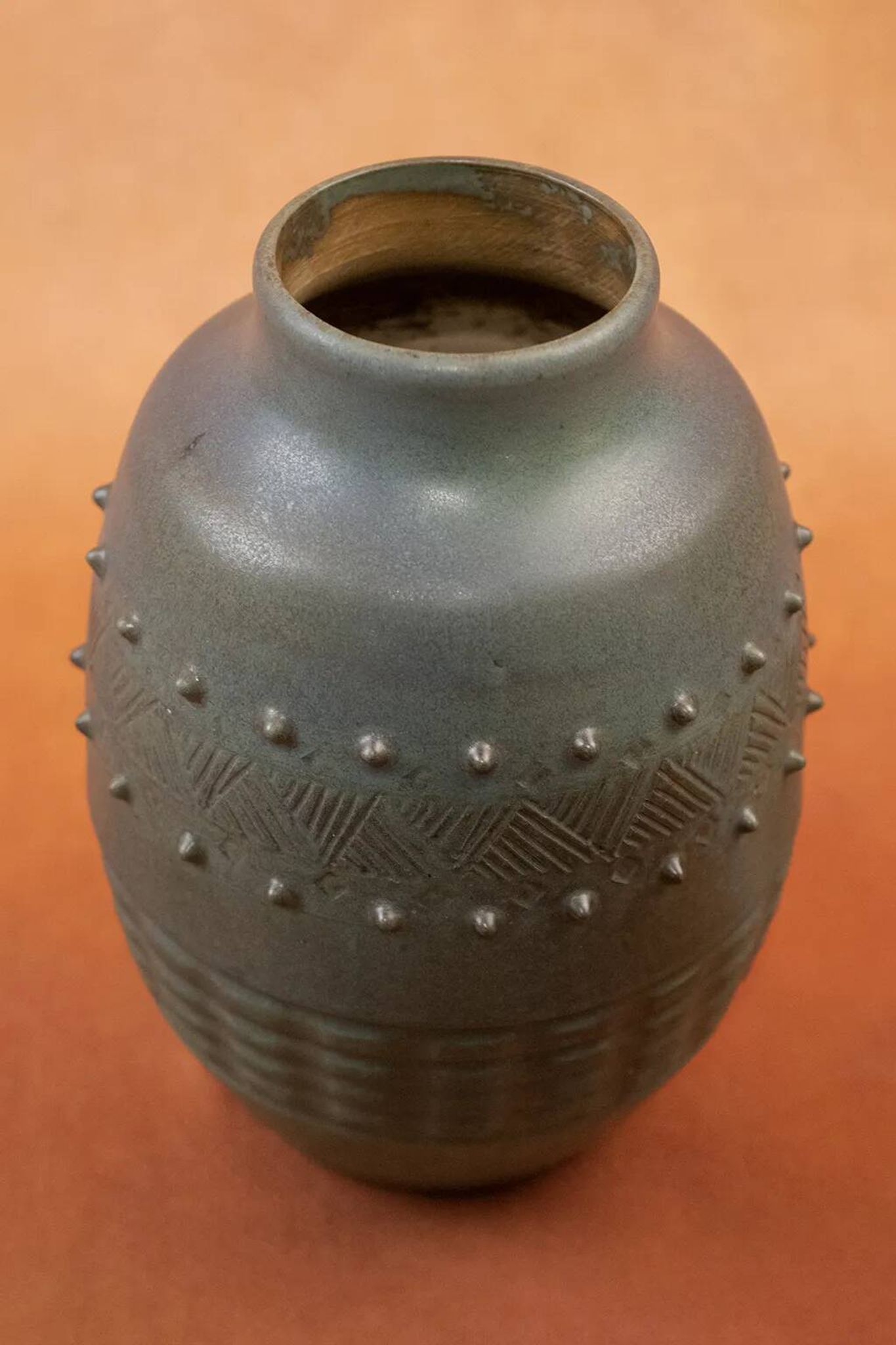 Vase Art déco Charles Greber en grès émaillé brun vert - 1920 - 25 cm