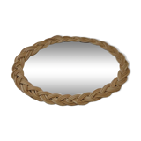 Small oval wicker mirror