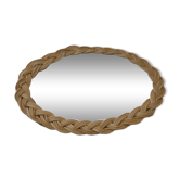Small oval wicker mirror