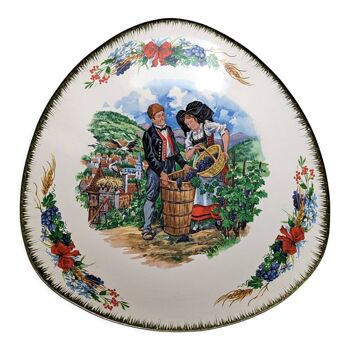 Plate, Wall lamp - Keller & Guérin Luneville - Earthenware - Alsace / Harvest / Riquewihr